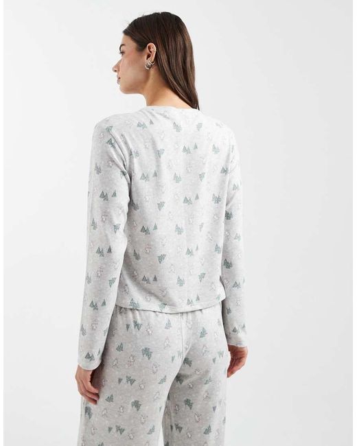 Hollister Gray Scoop Neck Long Sleeve Pyjama Top Co-ord