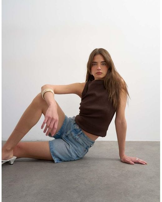 TOPSHOP Blue Denim Editor Short