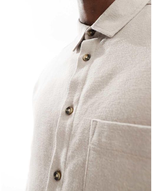 ASOS Oversized Recht Geborsteld Oxford Overhemd in het Natural voor heren