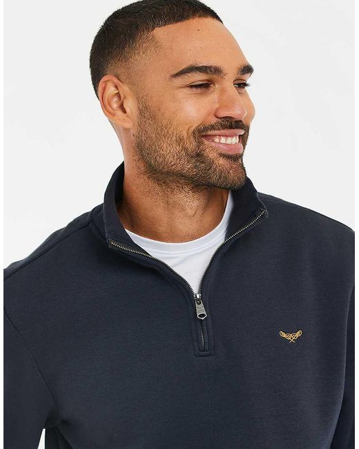 Threadbare Blue Quarter Zip Sweatshirt for men