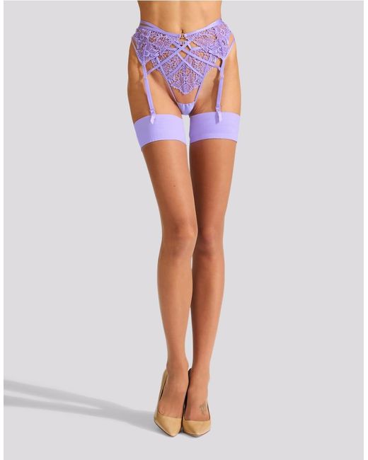 Ann Summers Purple Plain Top Hold Ups