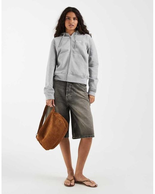 Adidas Originals Gray Essential Full Zip Hoodie