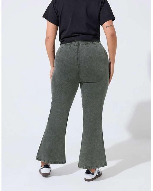 Yours Clothing Gray Seam Detail Flared Jeans