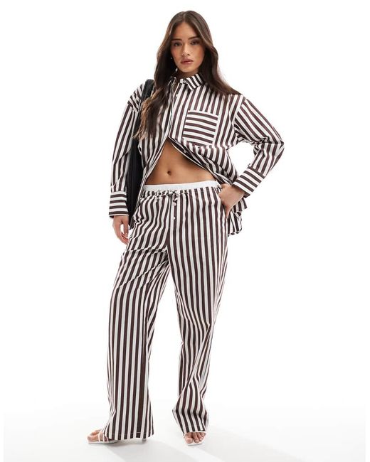 4th & Reckless White Cotton Wide Leg Boxer Detail Tie Waist Trouser Co-ord