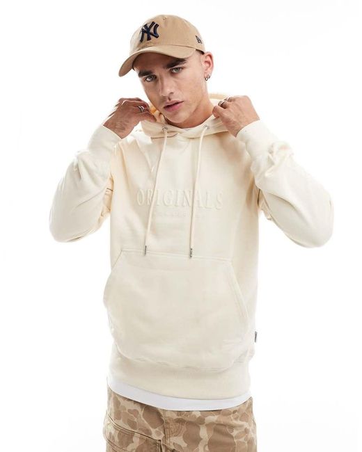 Jack & Jones Natural Oversized 3d Print Logo Hoodie for men