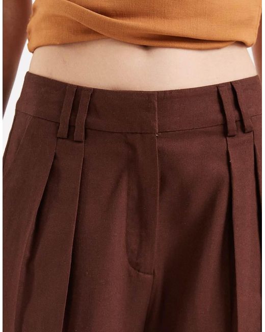 ASOS Brown Tailored Bermuda Short With Linen