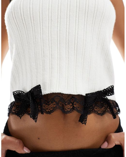 Collusion White Lace Trim Knitted Bandeau Top