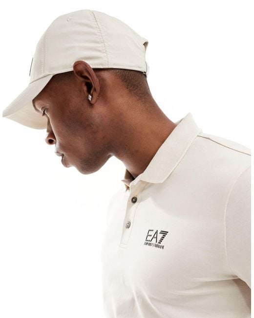 EA7 White Armani Logo Jersey Polo for men