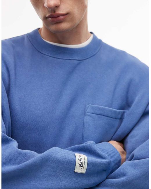 ASOS Blue Relaxed Washed Sweatshirt for men