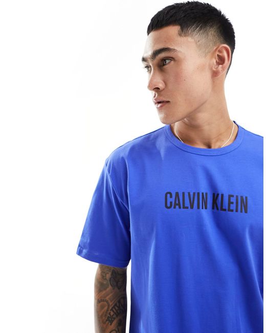 Calvin Klein – intense power – lounge-t-shirt in Blue für Herren