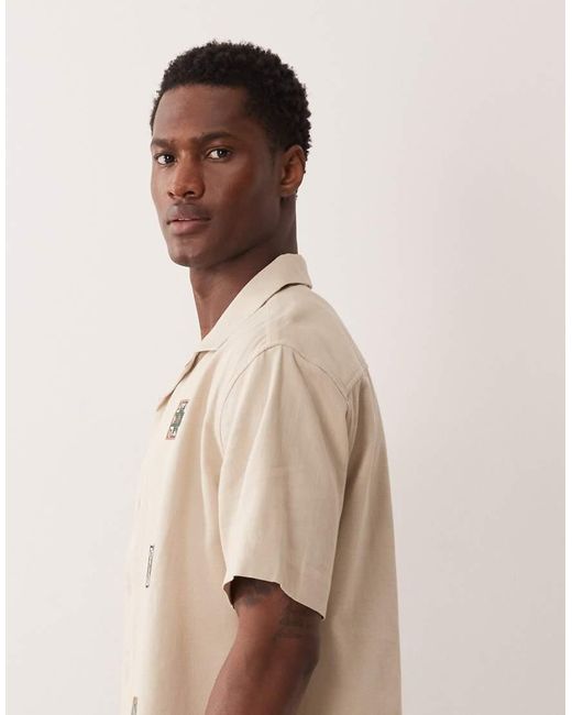 Abercrombie & Fitch Natural Short Sleeve Tile Detail Knitted Shirt for men
