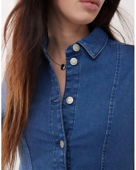 Noisy May Blue Short Sleeve Denim Mini Dress