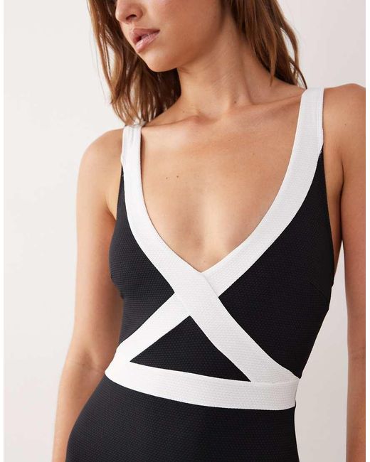 Accessorize Black Contrast Wrap Swimsuit