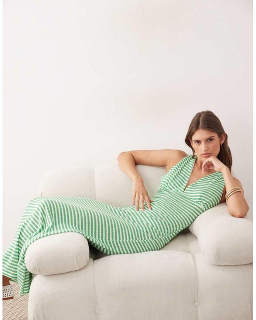 ASOS Green Plunge V Neck Midaxi Dress