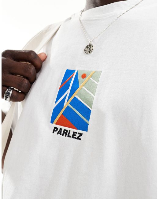 Parlez White Graft Oversized Front Print T-shirt for men