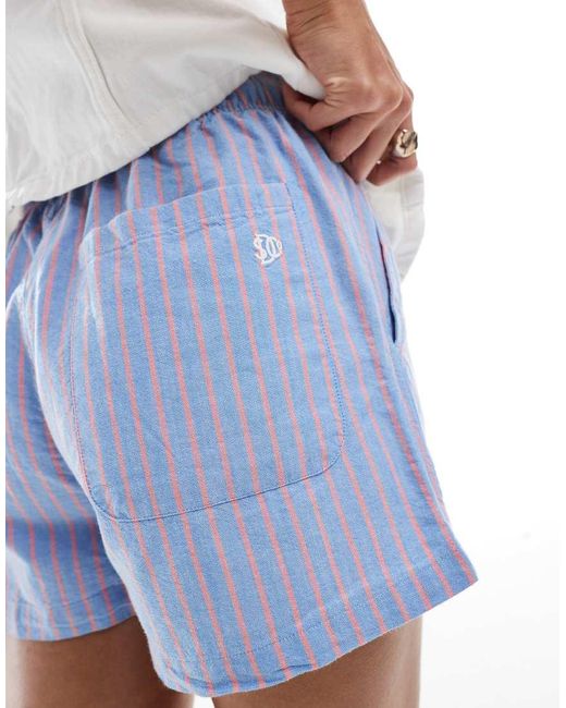 Superdry White Cotton Stripe Elasticated Boxer-Style Shorts