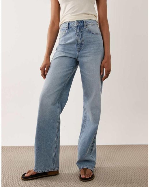 ASOS Blue Asos Design Tall Straight Wide Leg Jeans