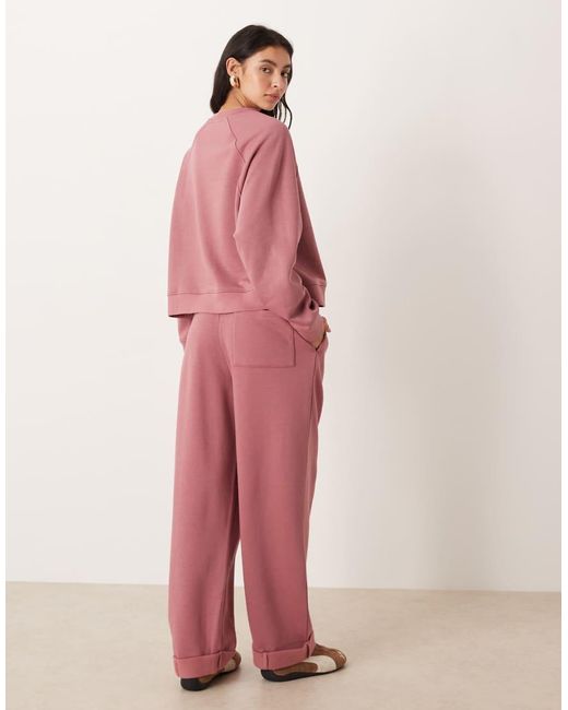 ASOS Pink Oversized Brushback Sweatpants With Turnback Hem Detailing