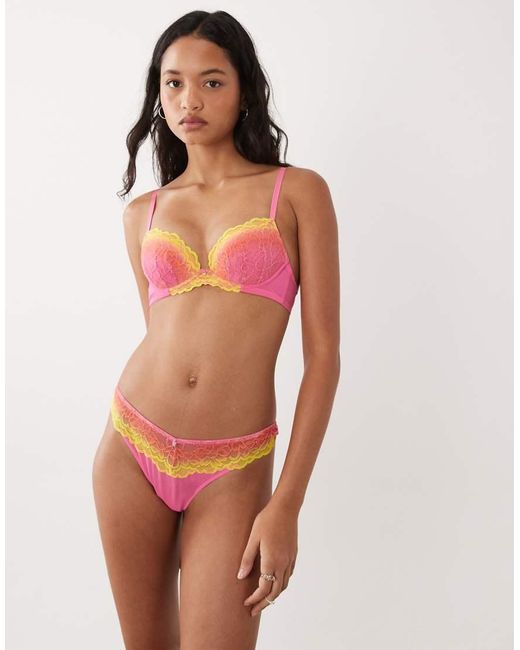 Ann Summers Orange Sexy Lace Ombre Padded Plunge Bra
