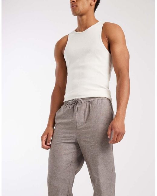 Only & Sons Gray Linen Mix Loose Fit Pants for men