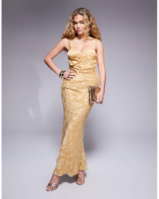 ASOS Metallic – drapiertes korsett-maxikleid