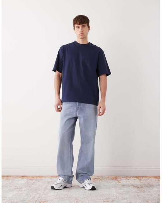 Weekday Blue Relaxed Fit Heavyweight Jersey T-shirt for men