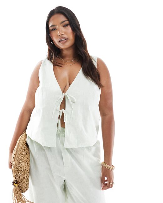 ONLY White Tie Front Singlet