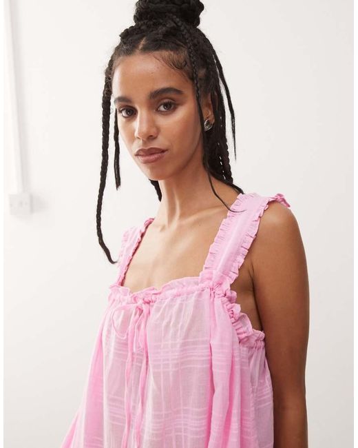 Collusion Pink Check Swing Beach Dress