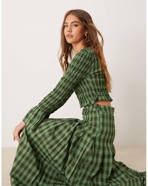 Jupe d'ensemble longue style kilt à carreaux - vert/ Glamorous en coloris Green