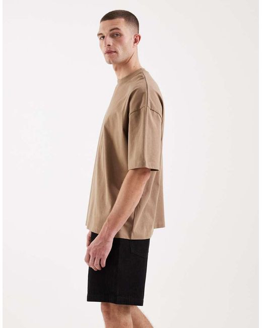 ASOS Natural Mid Length Denim Jorts for men