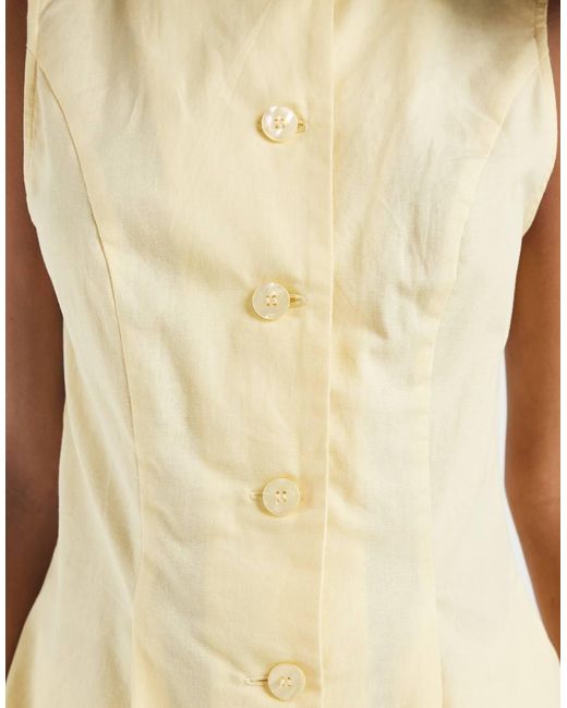 Vero Moda Yellow Linen Look Tailored Waistcoat Co-ord