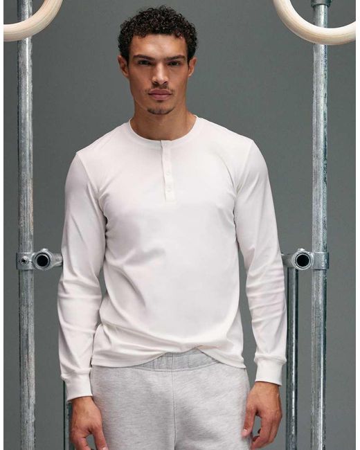 4505 Gray Slim Fit Quick Dry Engineered Rib Long Sleeve Henley for men