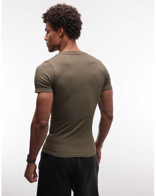 4505 Gray Seamless Rib Muscle Fit Training T-shirt for men