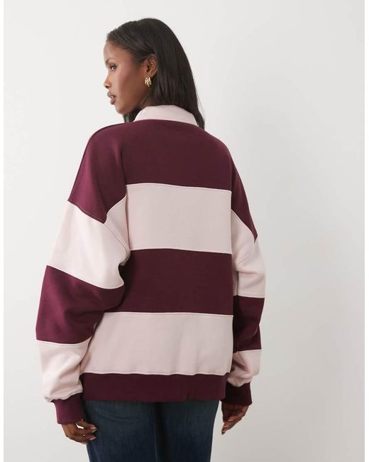 Kaiia Multicolor Oversized Long Sleeve Rugby Sweatshirt