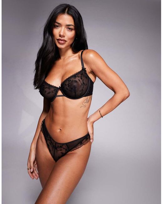 ASOS Black Asos Deisgn Fuller Bust Valentina Floral Embroidered Underwired Bra With Satin Binding