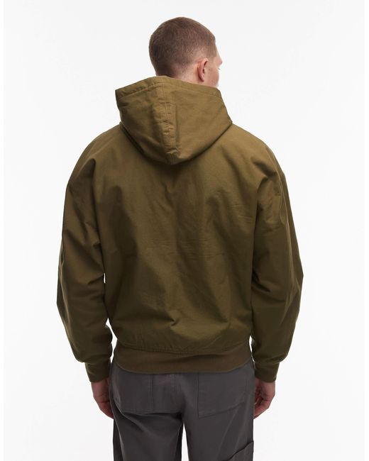Timberland Green Washed Heavy Canvas Hooded Bomber Jacket for men