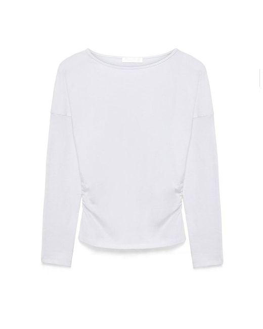 NA-KD White Marked Waist Long Sleeve Jersey Top