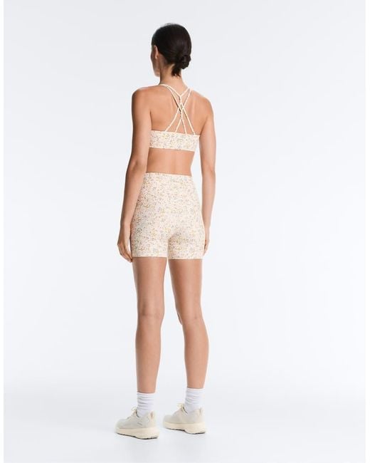 Oysho White Comfortlux 10Cm High-Rise Floral Hot Pants