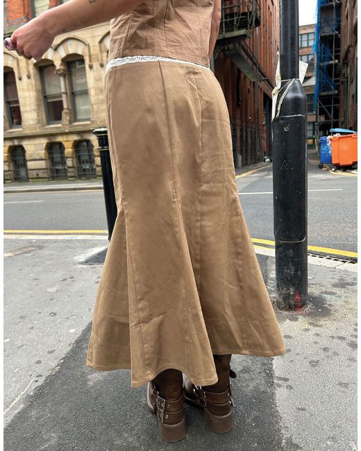 Labelrail Gray X Daisy Birchall Bow Detail Button Through Midi Skirt Co-ord