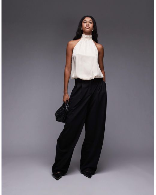 ASOS Black – hochgeschlossenes oberteil aus satin