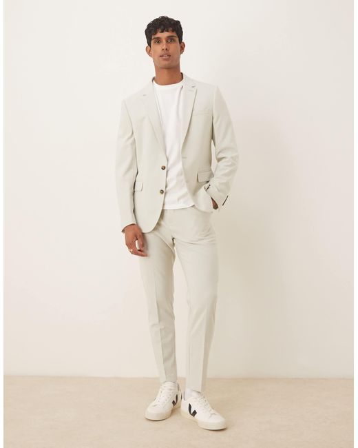 ASOS – schmal zulaufende anzughose in Natural für Herren