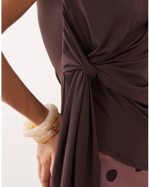 ASOS Brown Grown On Neck Sleeveless Top With Tie Detail