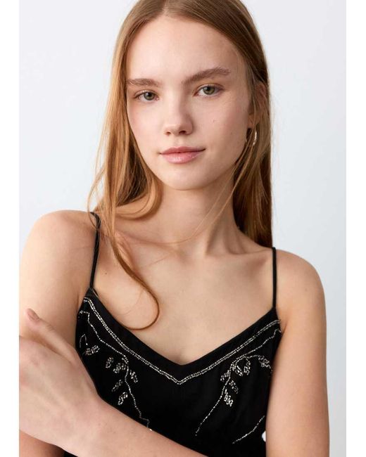 Mango White Teen Strappy Mini Dress With Embellishment