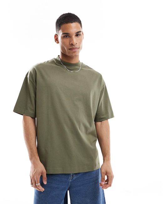 ASOS Green Essentials Oversized High Neck T-Shirt for men