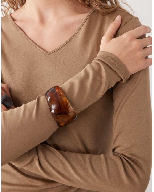 Weekday Blue V-neck Long Sleeve Top