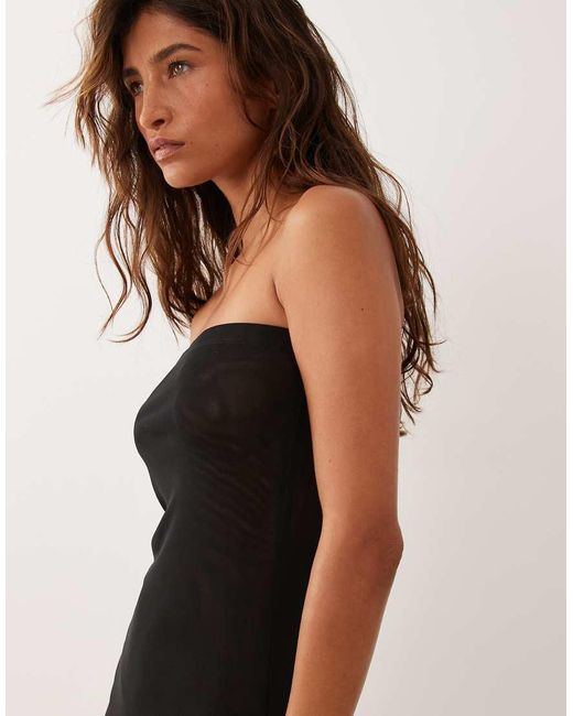 ASOS Black Sheer Mesh Bandeau Maxi Dress