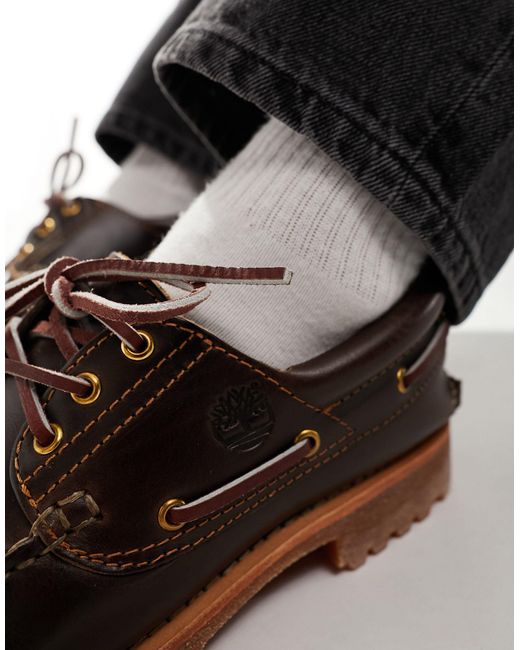 Authentics - chaussures bateau 3 œillets en cuir pleine fleur - marron Timberland pour homme en coloris Black