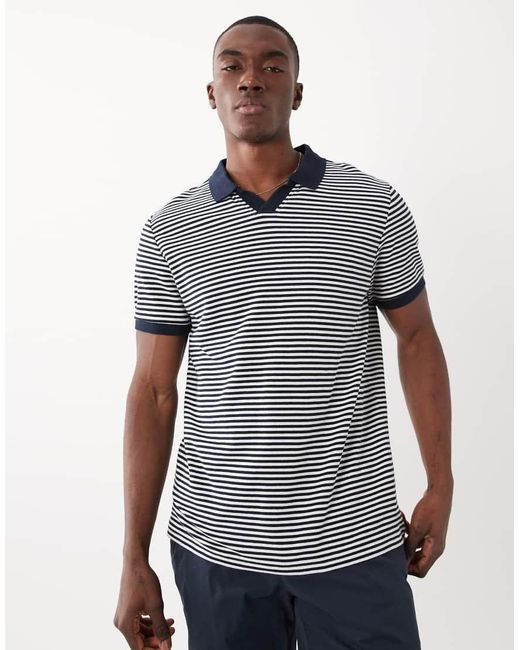 Threadbare Blue Short Sleeve Stripe Polo Shirt for men
