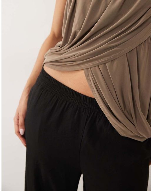 ASOS Brown Bubble Draped Bandeau Top