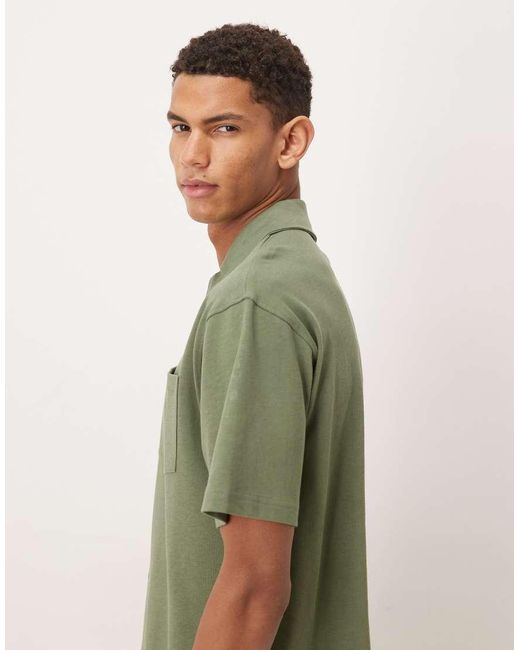 ASOS Green Circular Design Collection Super Heavyweight Relaxed Polo Shirt for men